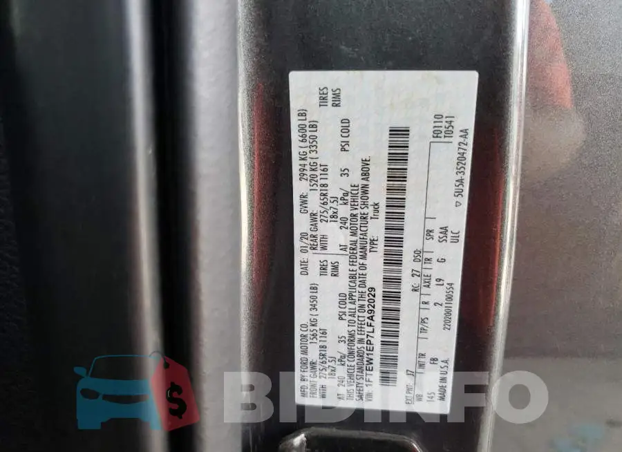 1FTEW1EP7LFA92029 Photo# 10