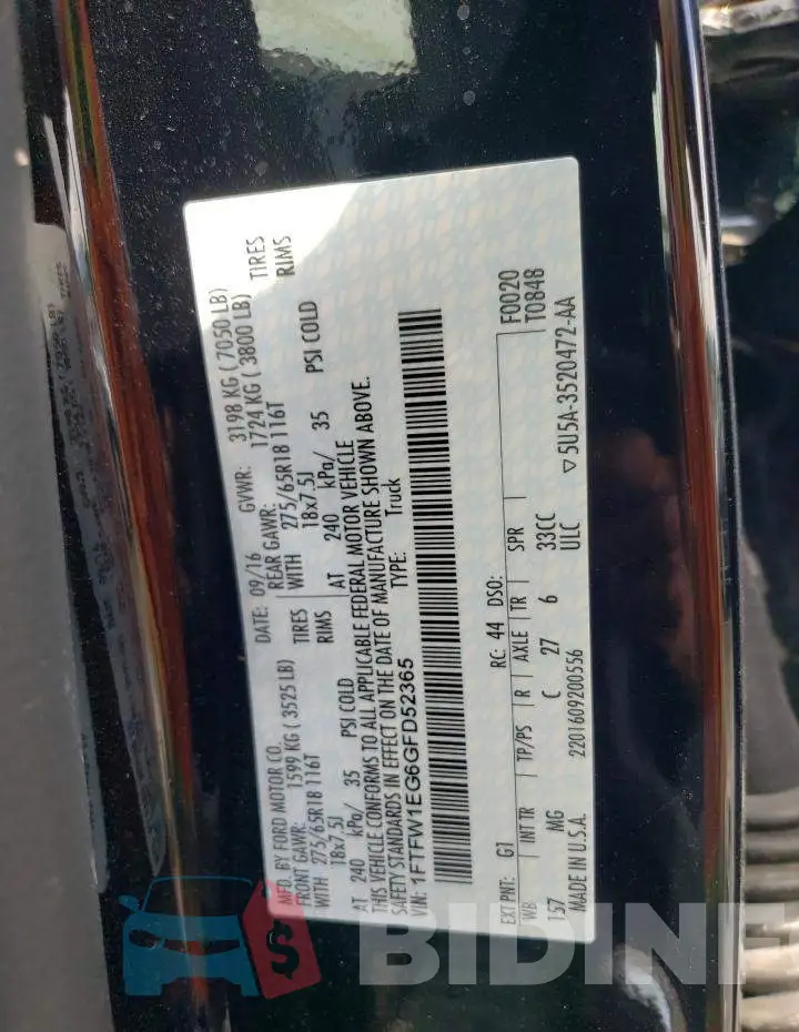 1FTFW1EG6GFD52365 Photo# 10