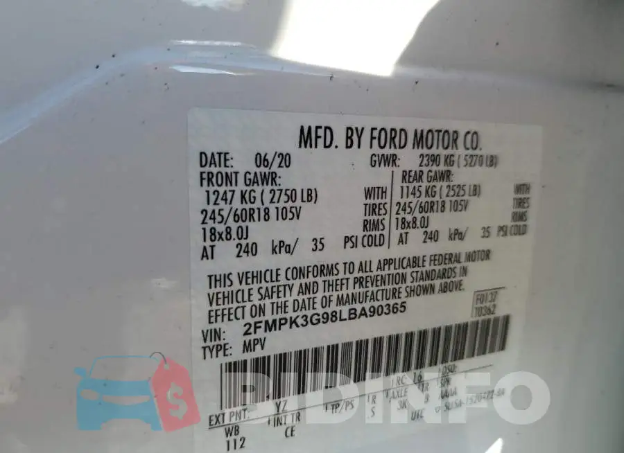 2FMPK3G98LBA90365 Photo# 10