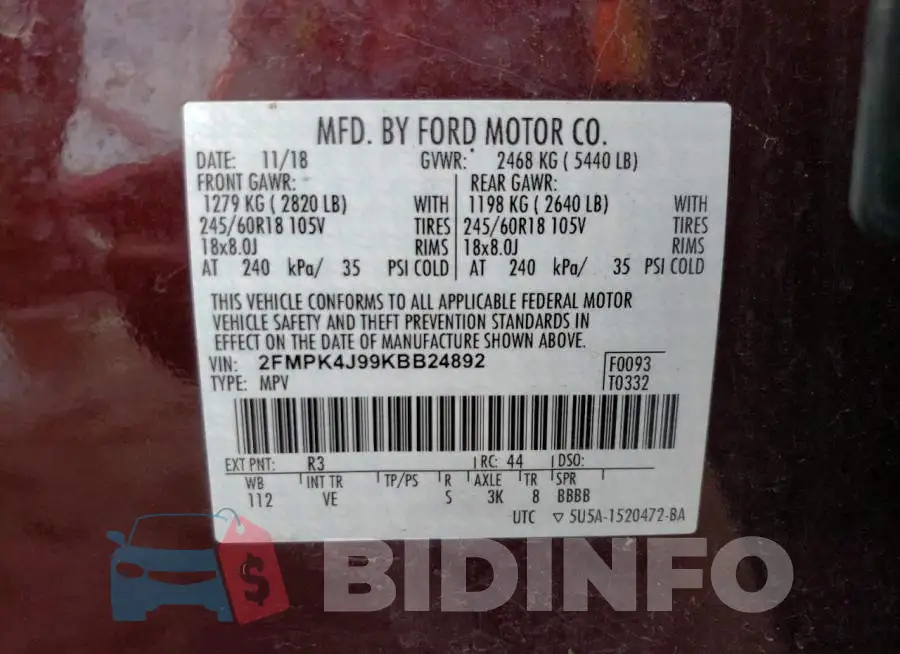 2FMPK4J99KBB24892 Photo# 10