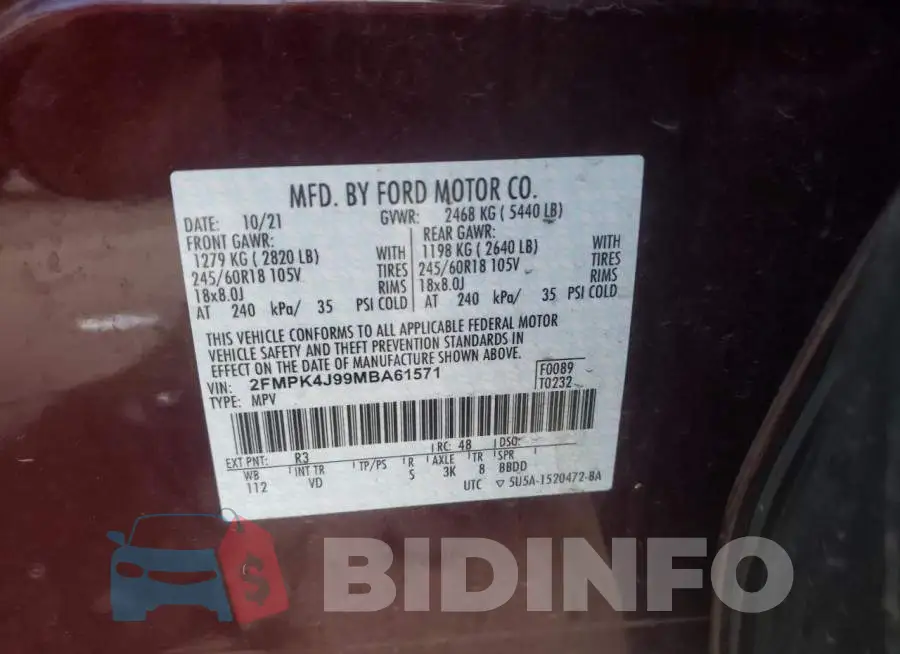 2FMPK4J99MBA61571 Photo# 10