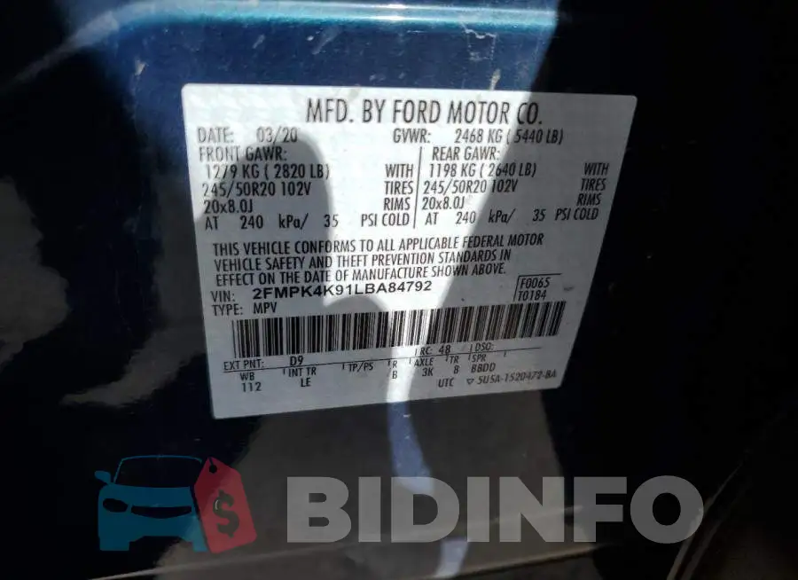 2FMPK4K91LBA84792 Photo# 10