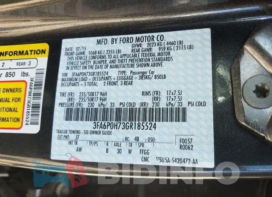 3FA6P0H73GR185524 Photo# 10
