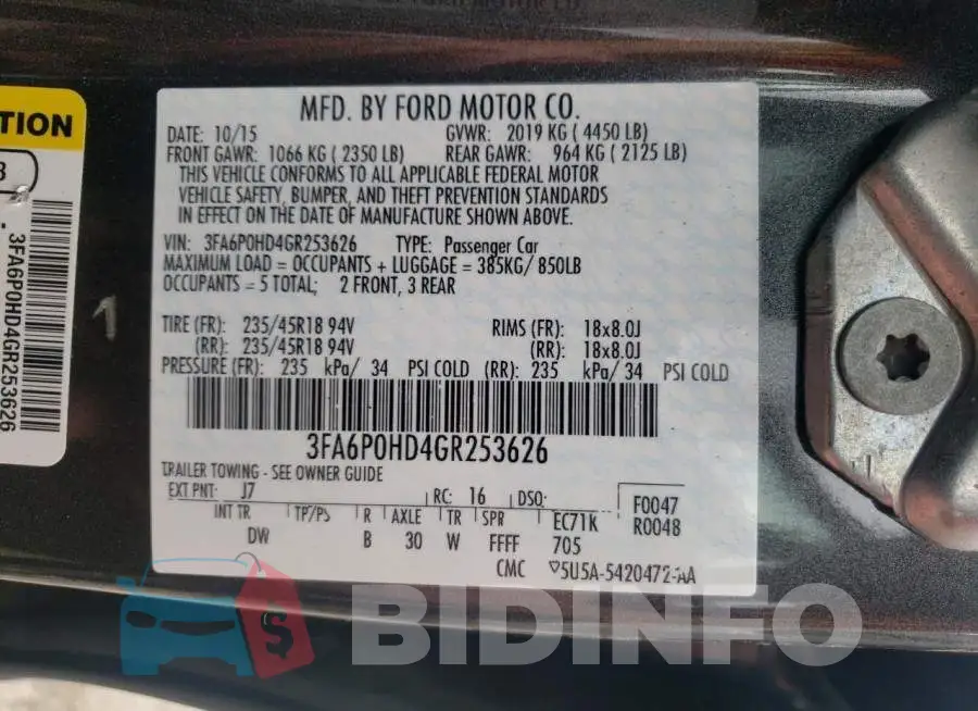 3FA6P0HD4GR253626 Photo# 10