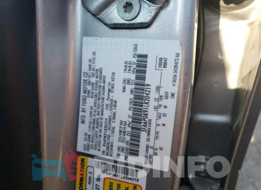 3FA6P0K91LR204219 Photo# 10