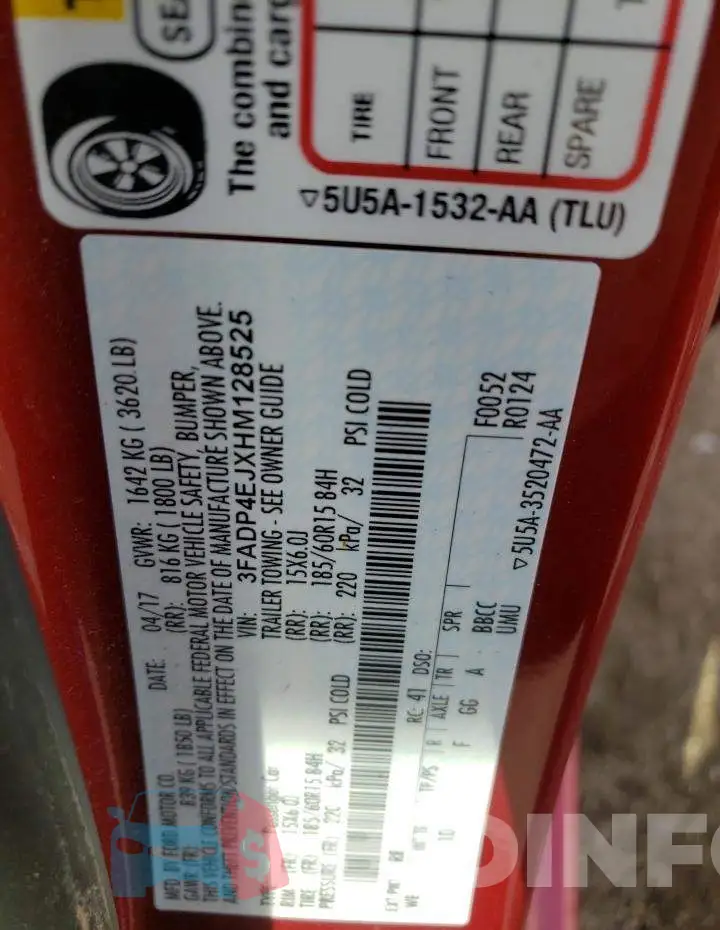 3FADP4EJXHM128525 Photo# 10
