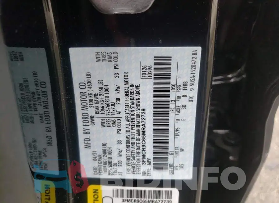 3FMCR9C65MRA72739 Photo# 10