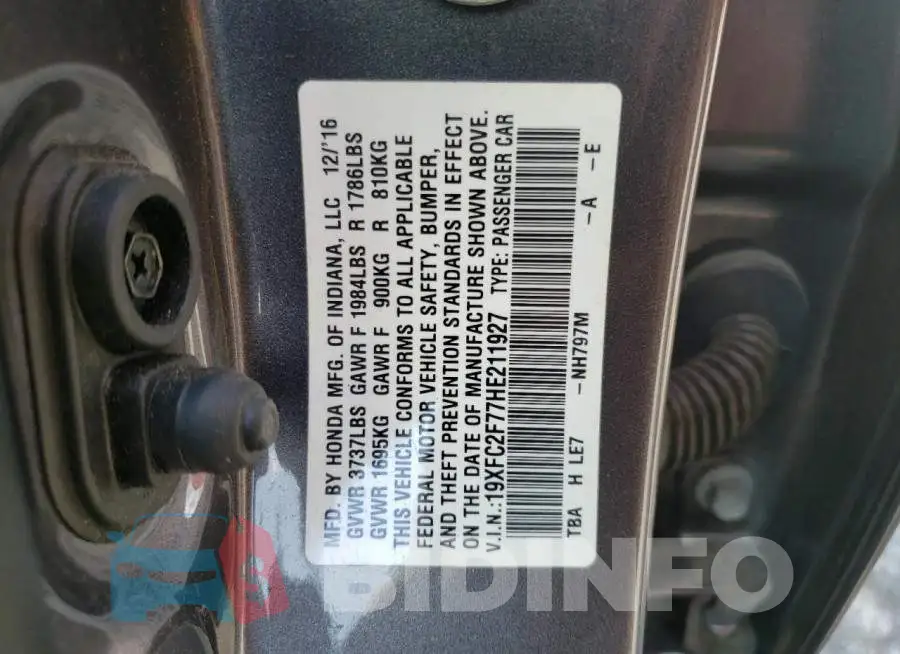 19XFC2F77HE211927 Photo# 10