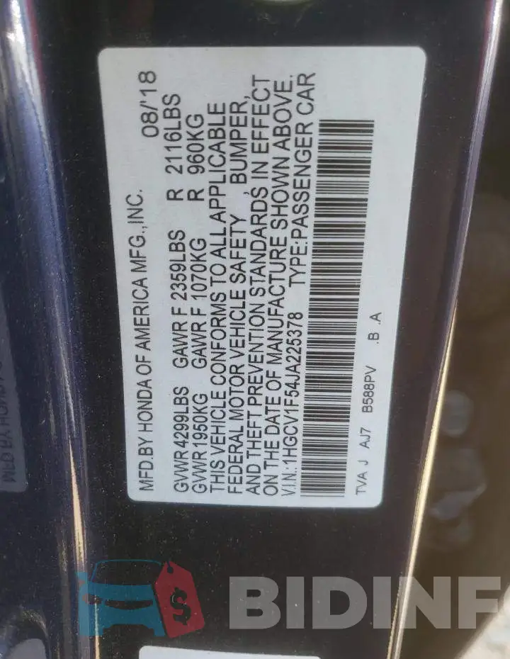 1HGCV1F54JA225378 Photo# 10