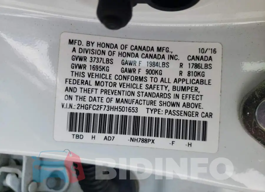2HGFC2F73HH501653 Photo# 10