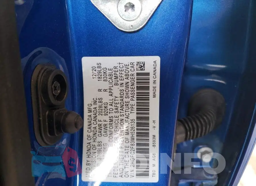 2HGFC2F83MH526135 Photo# 10