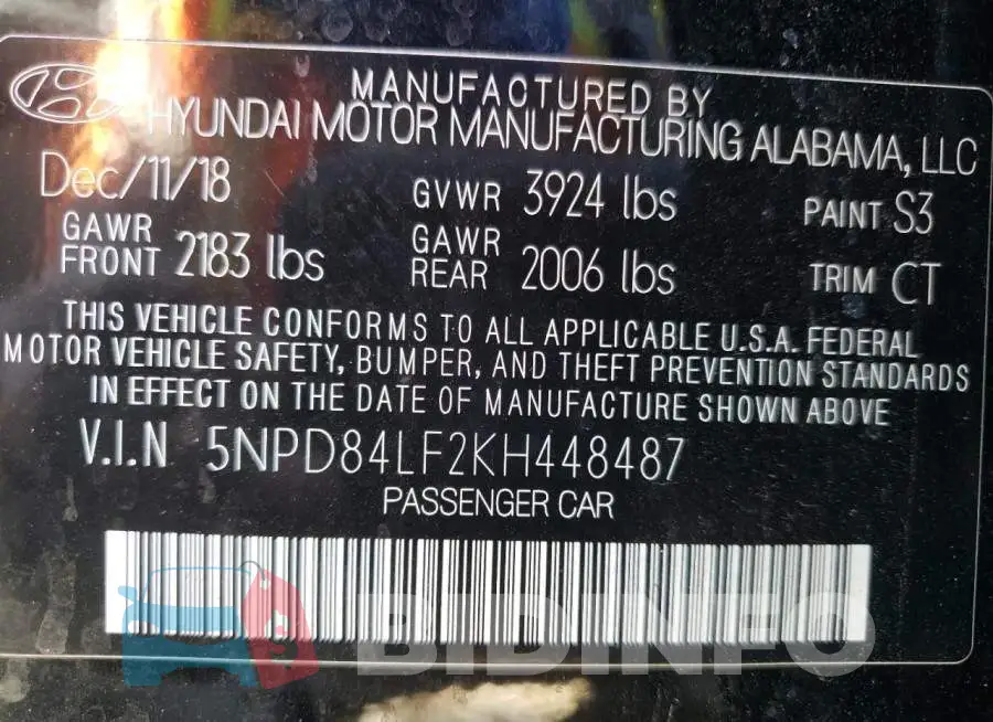 5NPD84LF2KH448487 Photo# 10