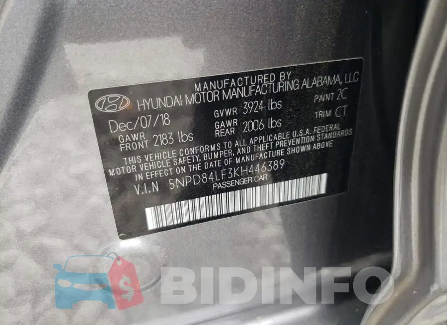 5NPD84LF3KH446389 Photo# 10
