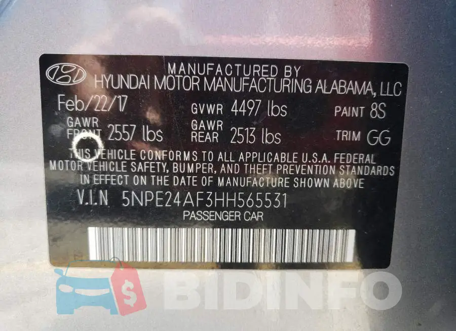 5NPE24AF3HH565531 Photo# 10