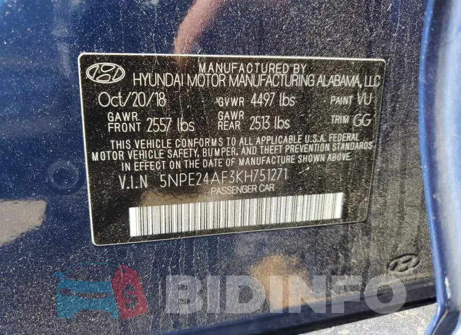 5NPE24AF3KH751271 Photo# 10