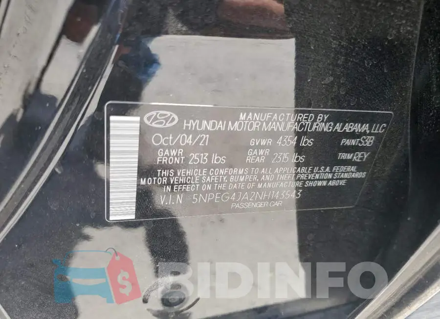 5NPEG4JA2NH143543 Photo# 10