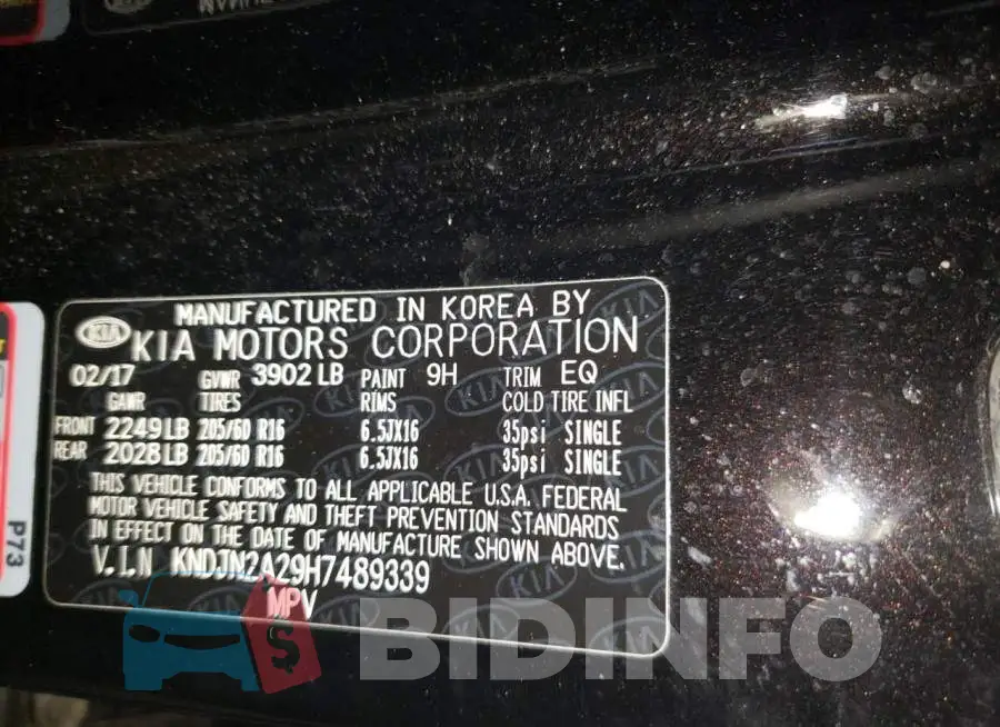 KNDJN2A29H7489339 Photo# 10