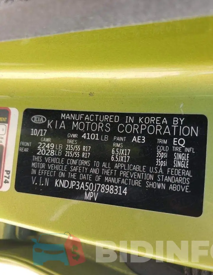 KNDJP3A50J7898314 Photo# 10