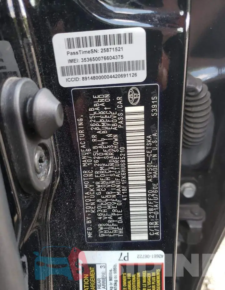 4T1BF1FK6HU685210 Photo# 10