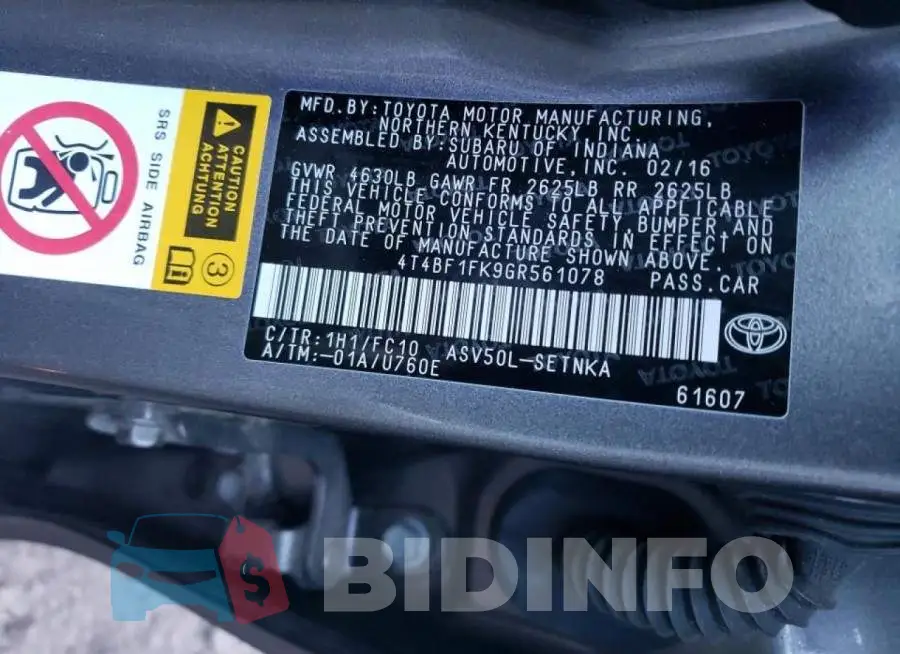 4T4BF1FK9GR561078 Photo# 10