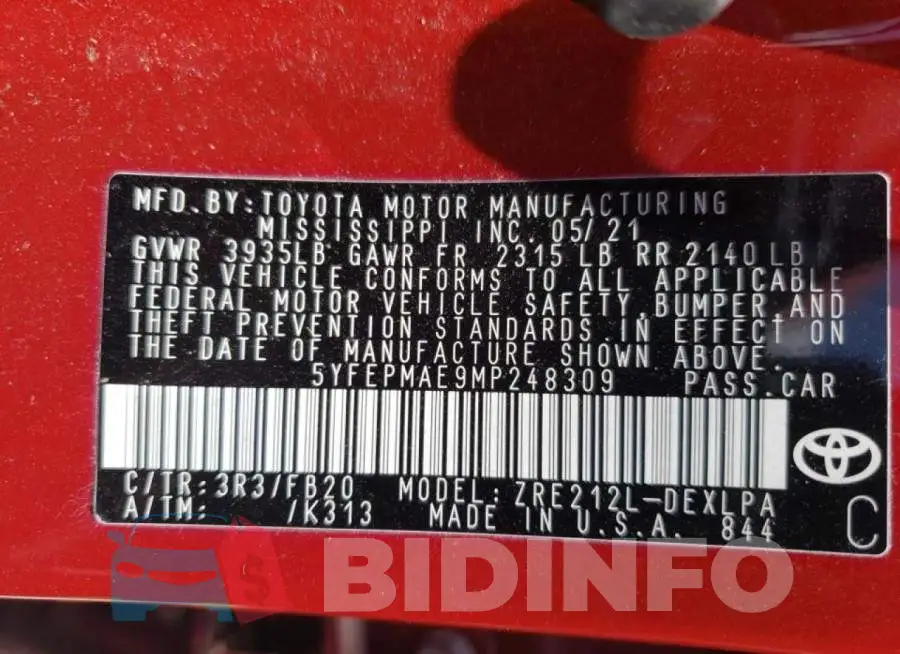 5YFEPMAE9MP248309 Photo# 10