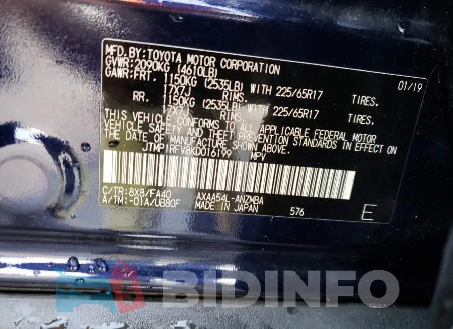 JTMP1RFV8KD016199 Photo# 10