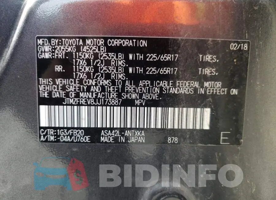JTMZFREV8JJ173887 Photo# 10