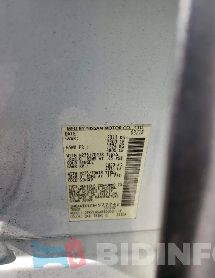 1N6AA1E57JN527742 Photo# 10