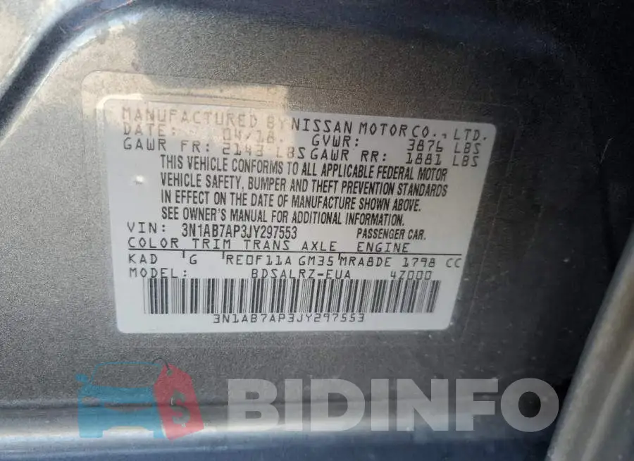3N1AB7AP3JY297553 Photo# 10