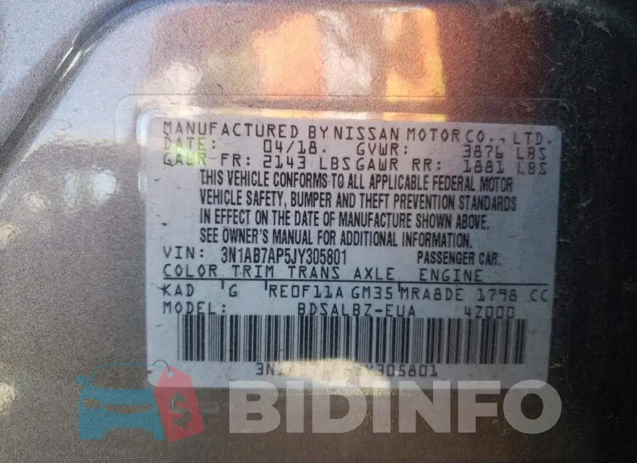 3N1AB7AP5JY305801 Photo# 10