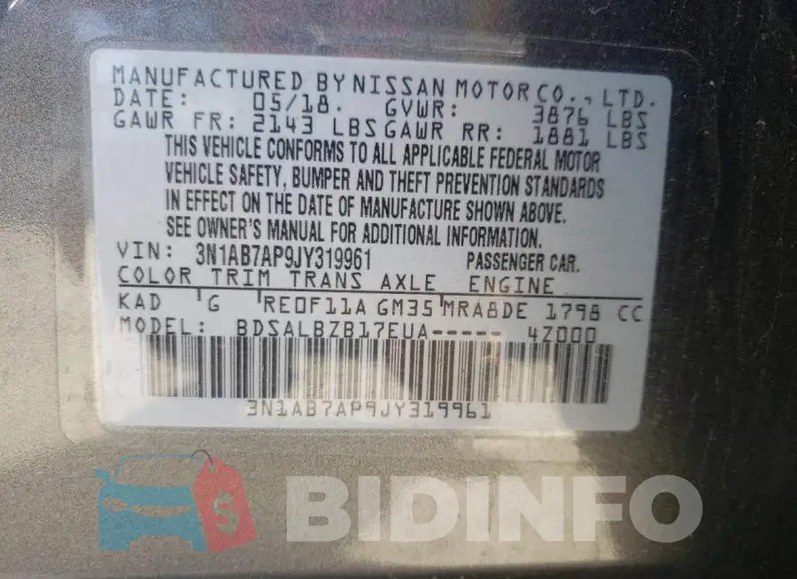 3N1AB7AP9JY319961 Photo# 10