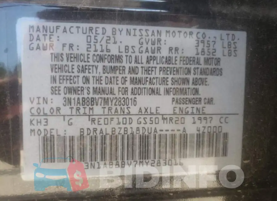 3N1AB8BV7MY283016 Photo# 10