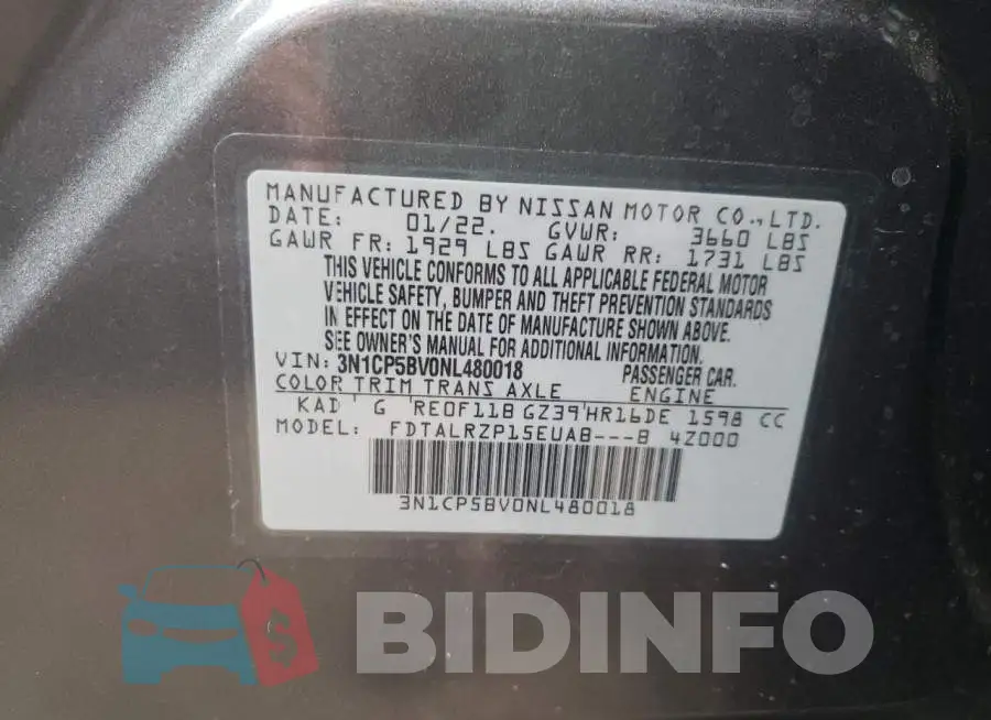 3N1CP5BV0NL480018 Photo# 10