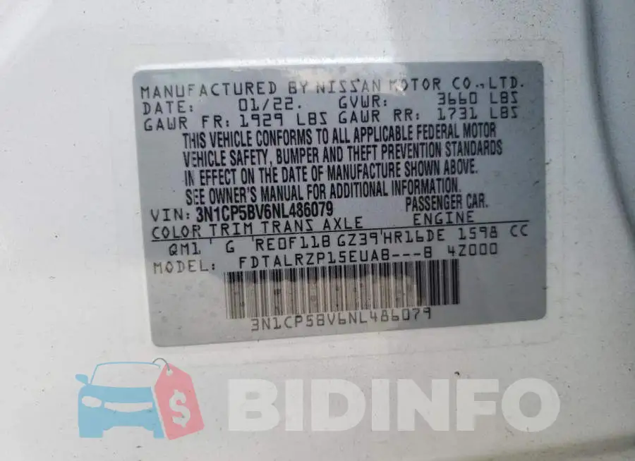 3N1CP5BV6NL486079 Photo# 10