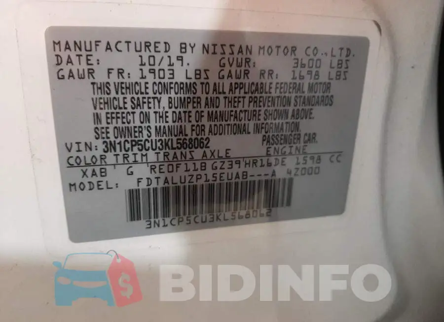 3N1CP5CU3KL568062 Photo# 10
