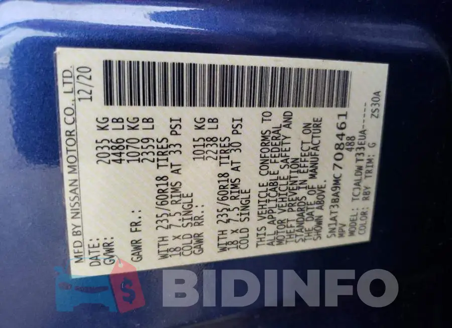 5N1AT3BA9MC708461 Photo# 10
