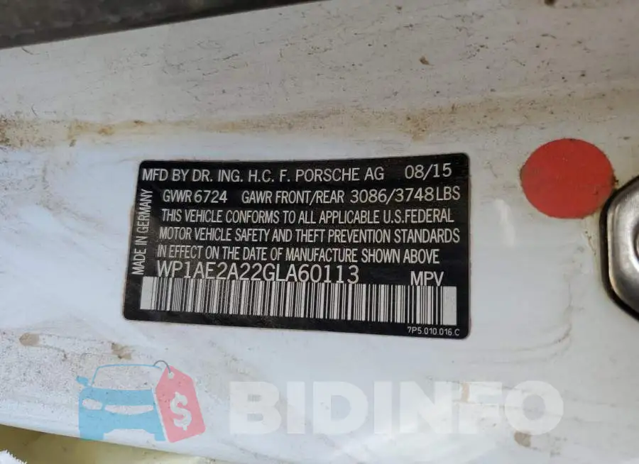 WP1AE2A22GLA60113 Photo# 10
