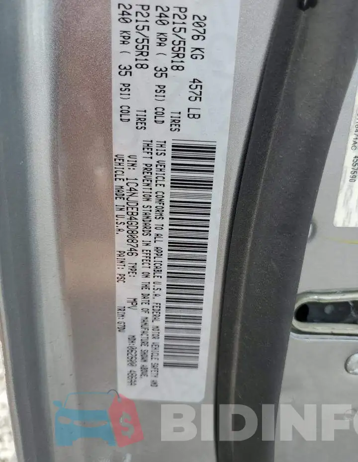 1C4NJDEB4GD808746 Photo# 10