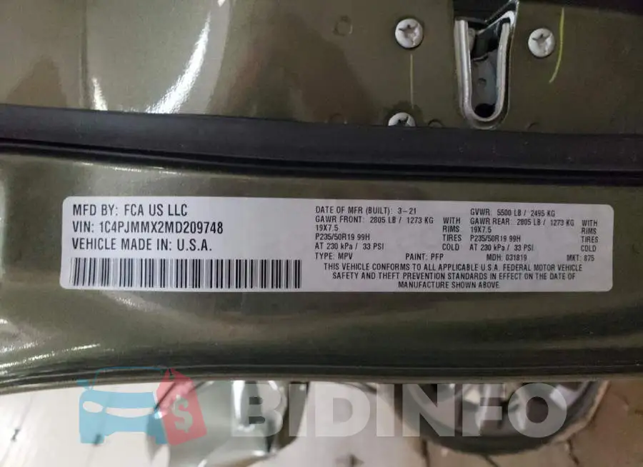1C4PJMMX2MD209748 Photo# 10