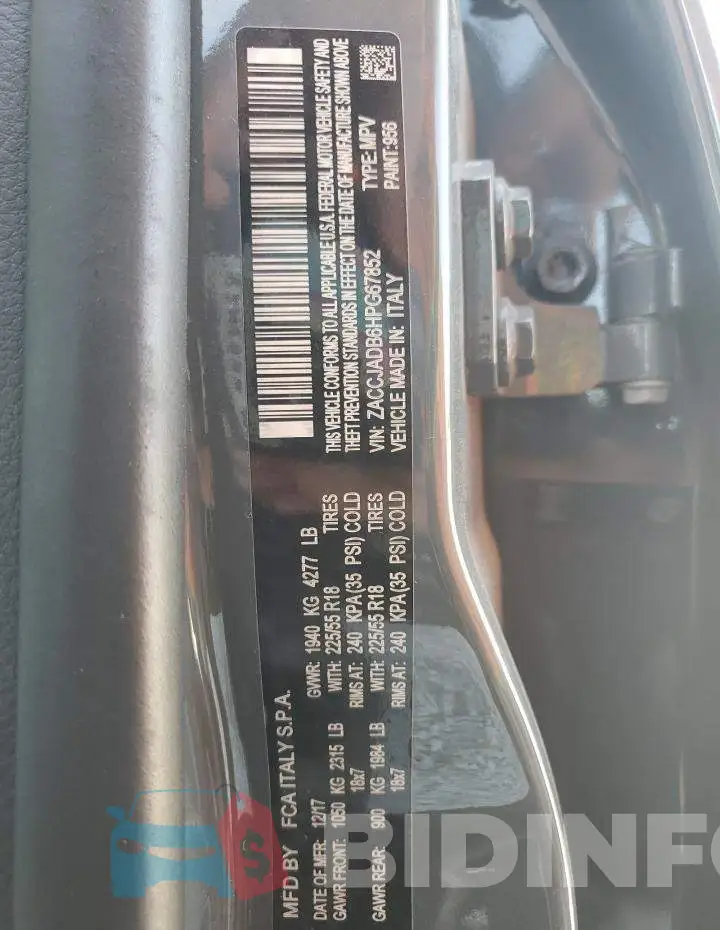 ZACCJADB6HPG67852 Photo# 10
