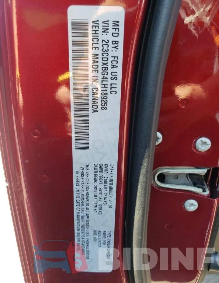 2C3CDXBG4LH189258 Photo# 10