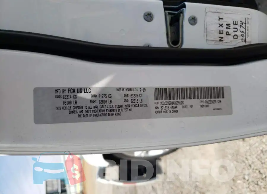 2C3CDXBG8KH699126 Photo# 10