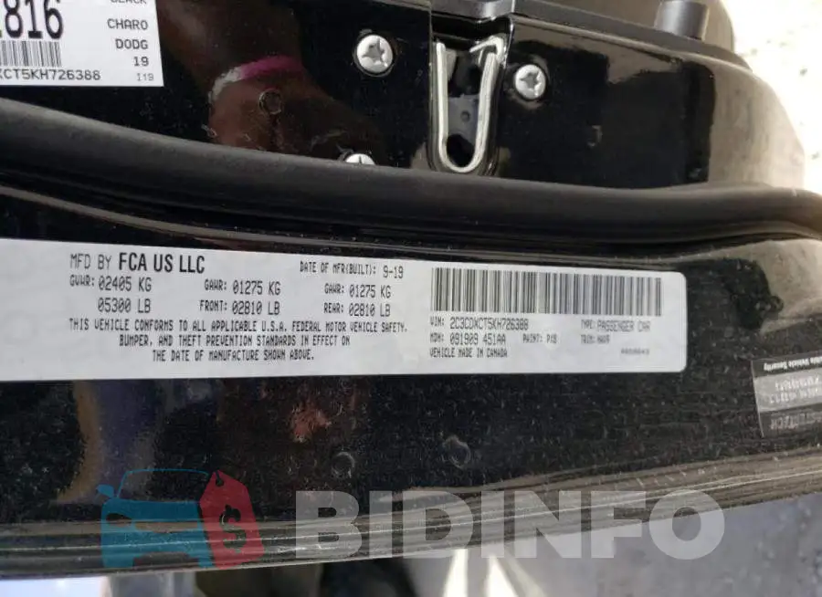 2C3CDXCT5KH726388 Photo# 10