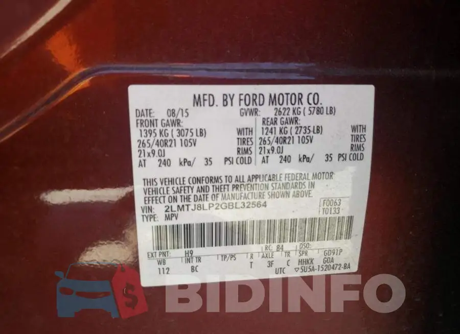 2LMTJ8LP2GBL32564 Photo# 10