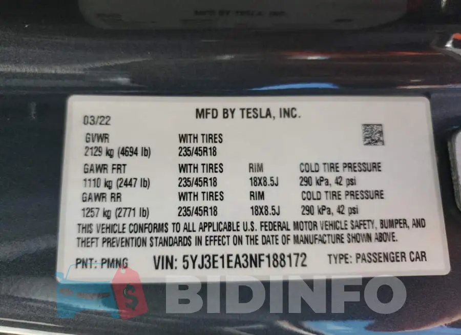 5YJ3E1EA3NF188172 Photo# 10