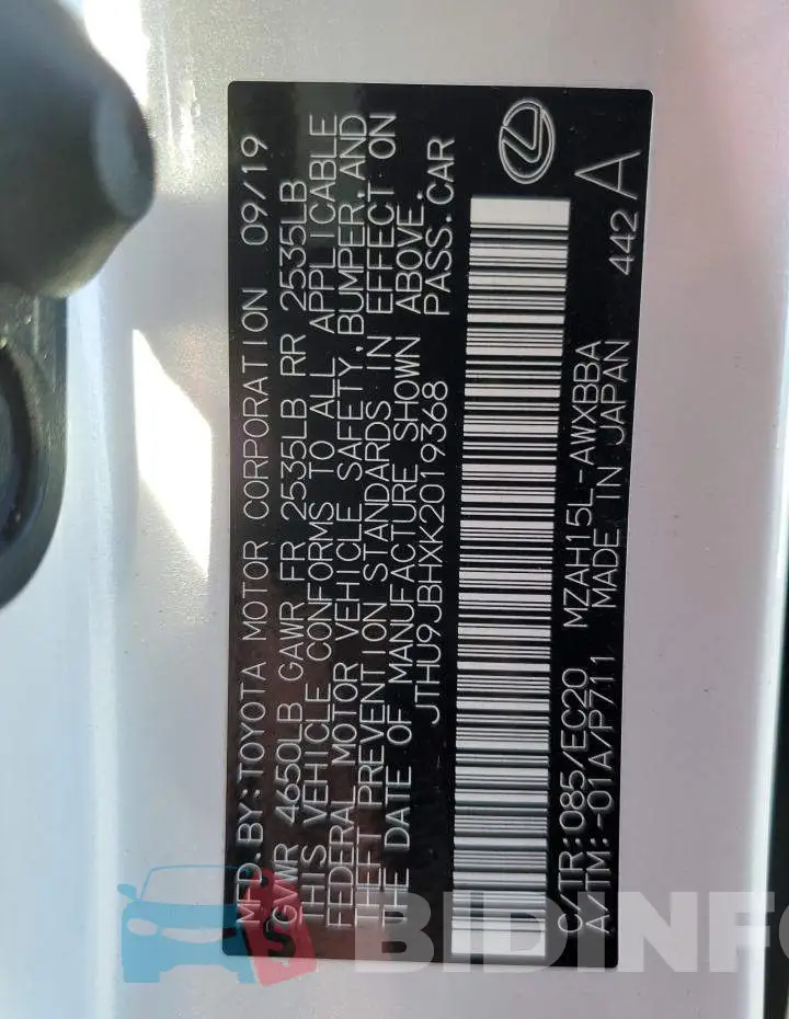 JTHU9JBHXK2019368 Photo# 10