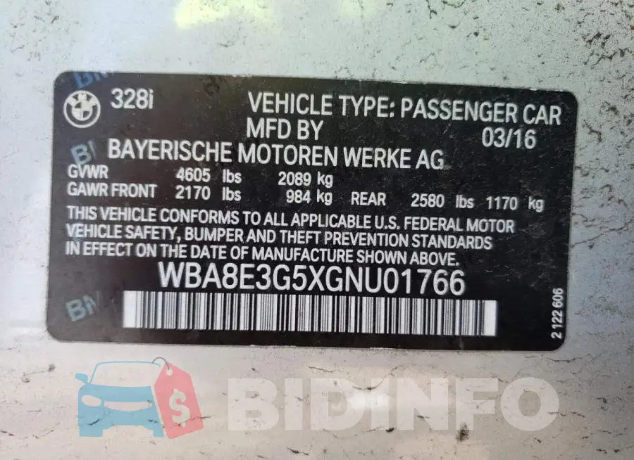 WBA8E3G5XGNU01766 Photo# 10