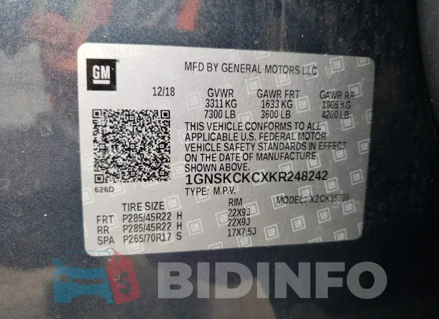 1GNSKCKCXKR248242 Photo# 10