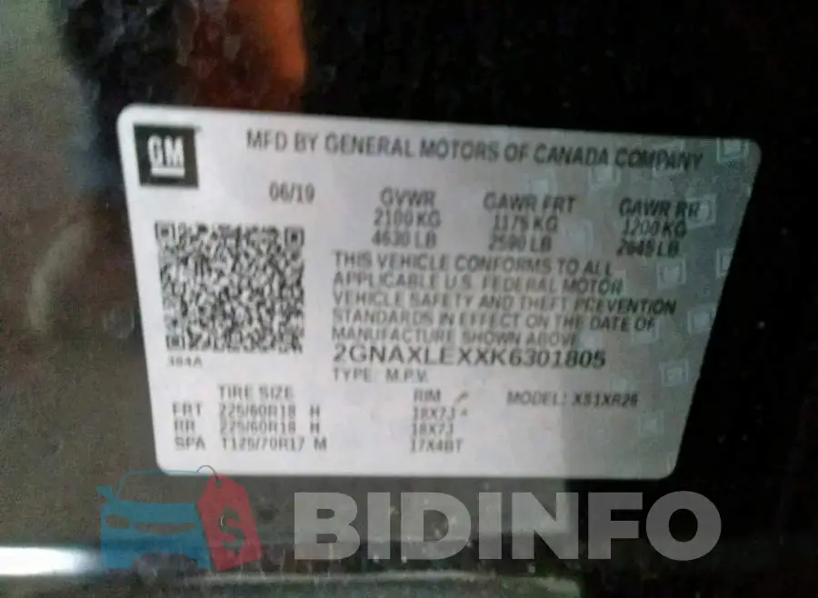 2GNAXLEXXK6301805 Photo# 10