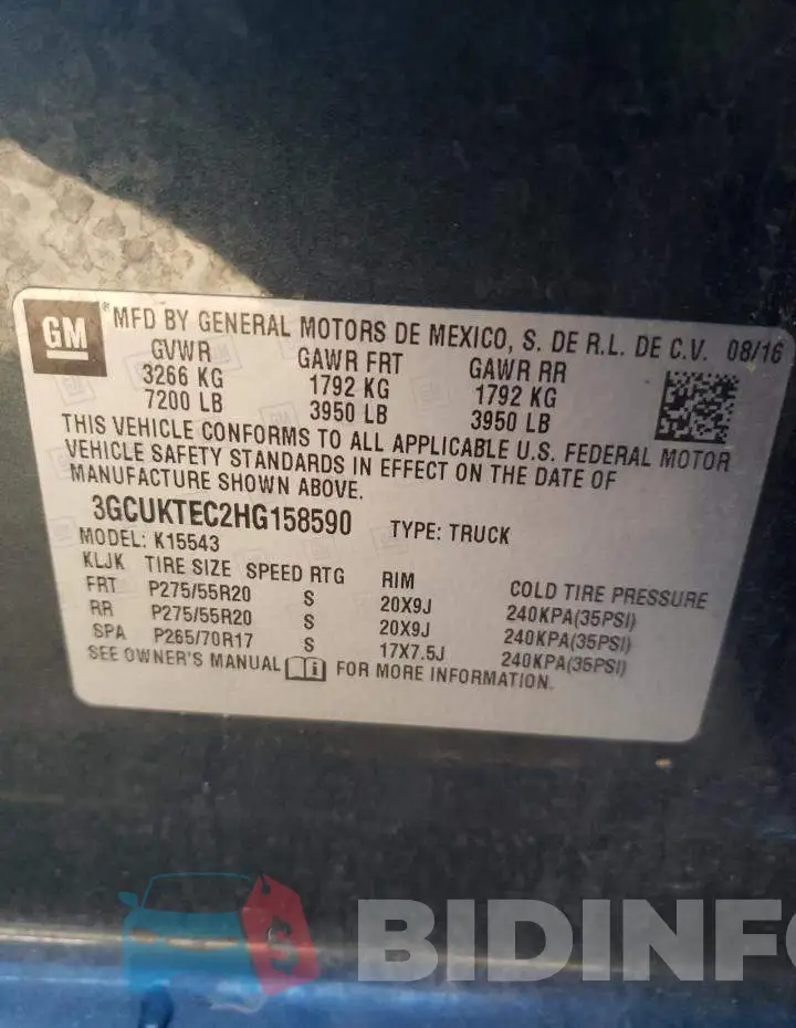 3GCUKTEC2HG158590 Photo# 10